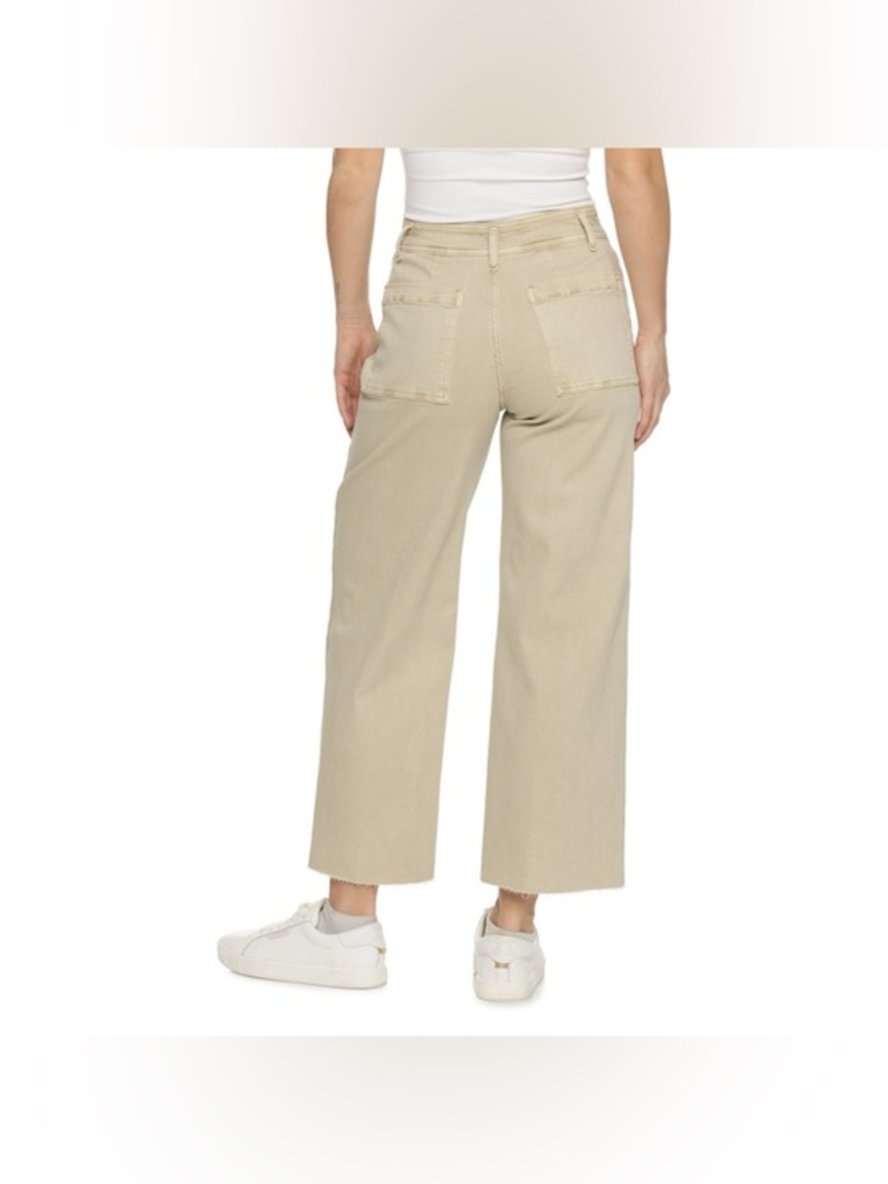 OAT New York Wide Leg Pants Cream High Rise Raw Hem Casual Womens 4/27